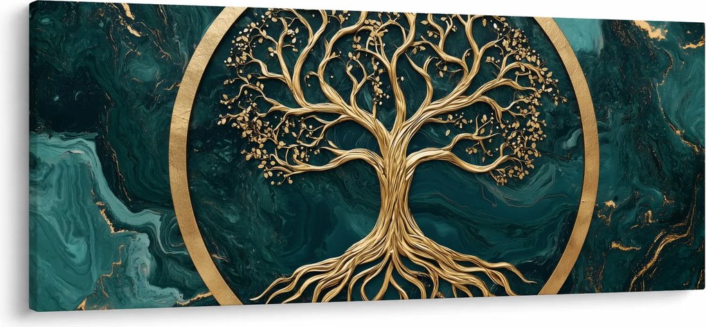 Kép – Márványban lévő arany életfa (120x50 cm)