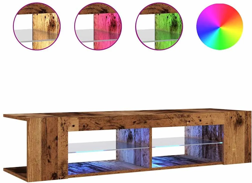 vidaXL antik fa színű szerelt fa TV-szekrény LED-ekkel 135x39x30 cm