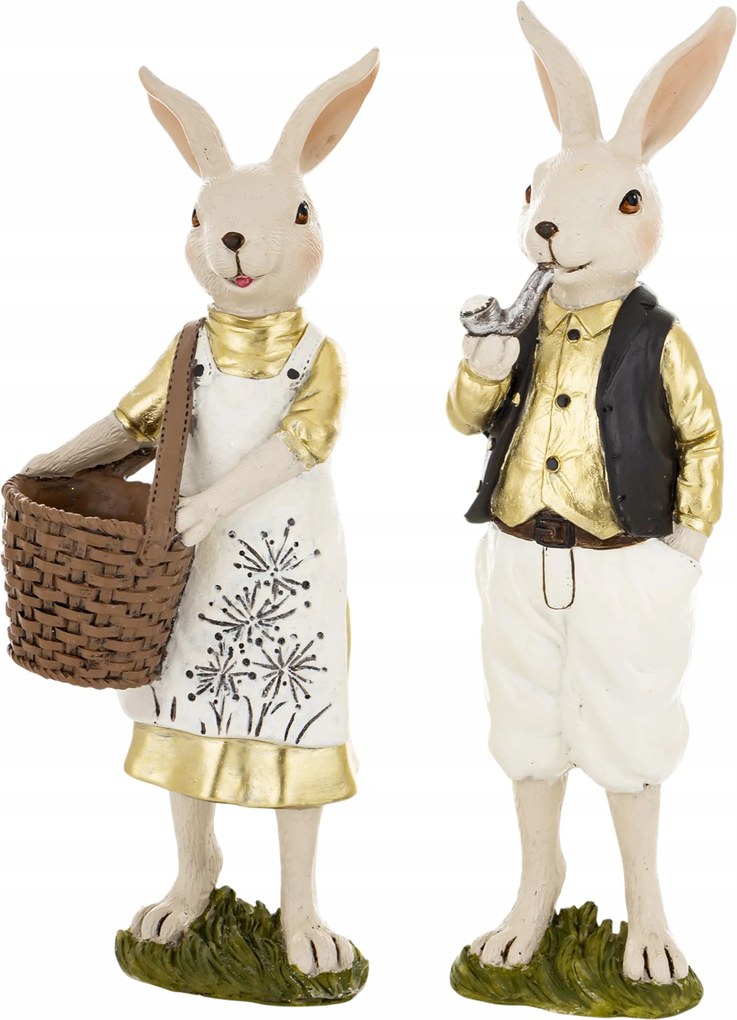 2db-os Mr. és Mrs. Nyuszi figura szett húsvéti nyuszi figura 26 cm