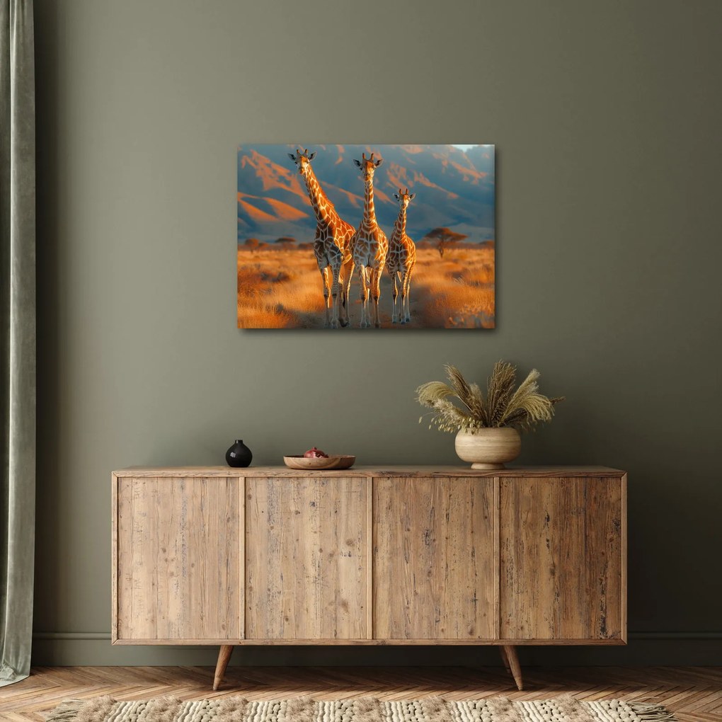 Kép - Zsiráfok a legelőn (70x50 cm)