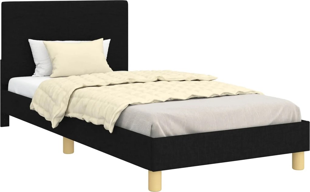 vidaXL Gyerekágy kerettel fejtámlával Fekete 80 x 200 cm szövet