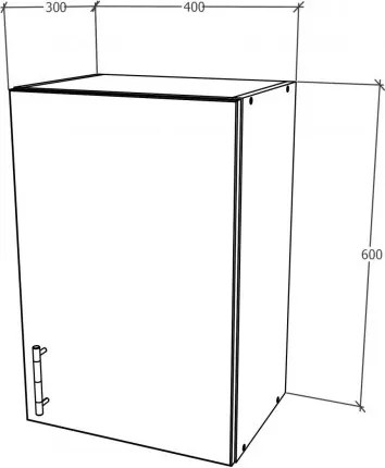 Benita 1 ajtós Felső konyhaszekrény Antracit-Fehér 40x30x60 cm