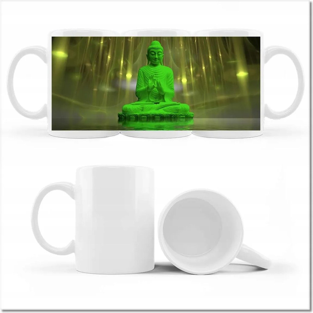 Nyomott mintás bögre Zöld Buddha Buddhizmus