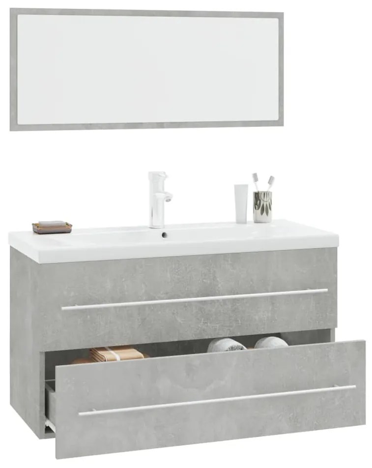 3 részes betonszürke fürdőszobai bútorgarnitúra