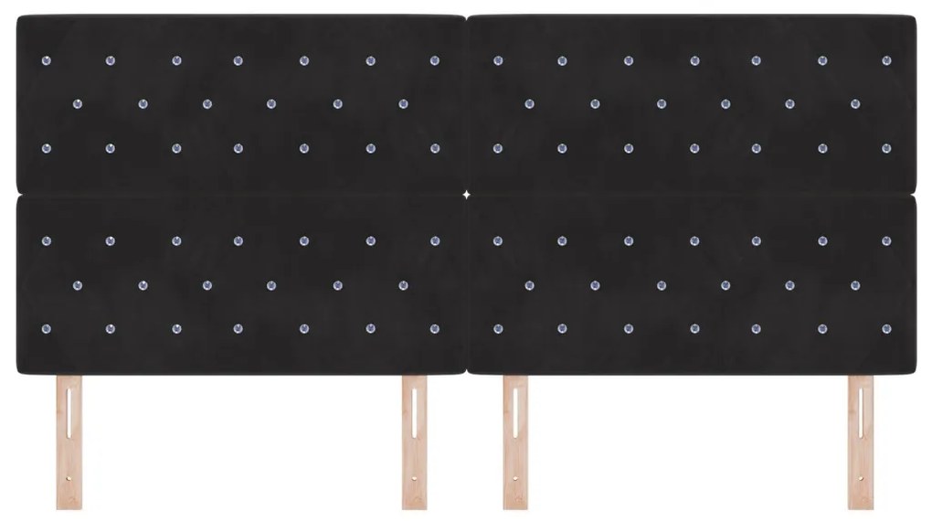 fejtámla kristály gombos, tűzött fekete, 200 cm bársonyos