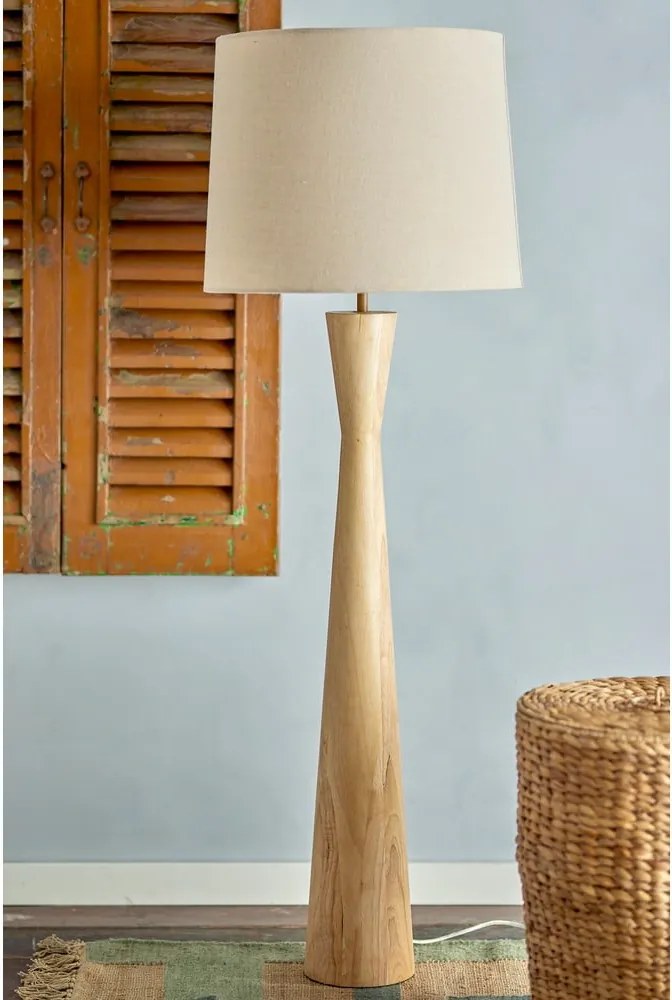 Bézs állólámpa textil búrával (magasság 130 cm) Leonor – Bloomingville