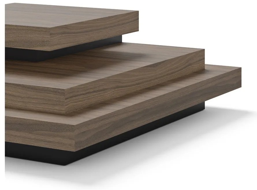 Fekete-natúr színű dohányzóasztal diófa dekorral 110x110 cm Slate – TemaHome