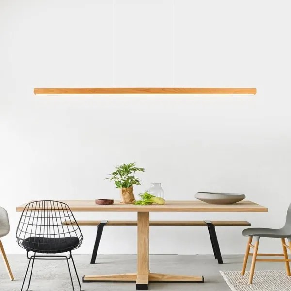 LED Csillár zsinóron LED/26W/230V 4000K 150 cm bükkfa/tömör fa