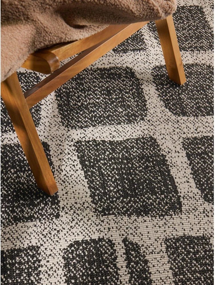 Fekete-krémszínű kültéri-beltéri szőnyeg 120x170 cm Haringey Ruskin – Ted Baker