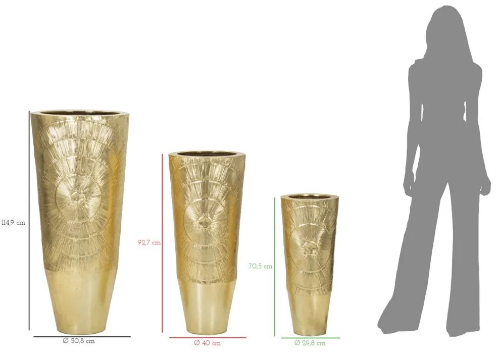 Vázatartó aranyszínű készlet 3 db ø 50,8x114,9-40x92,7-29,8x70,5cm