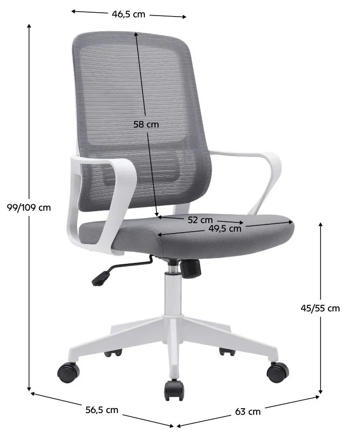 Irodai fotel SALOMI (szürke + fehér). 1091485
