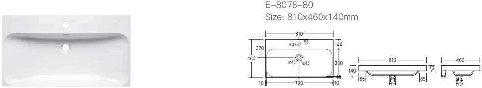 Eros SUNRISE - beépíthető mosdó - 81 x 46 cm
