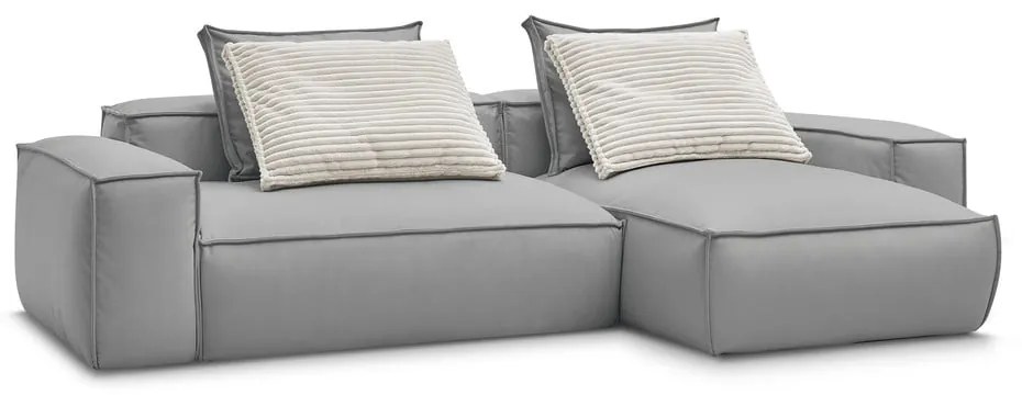 Világosszürke bőrutánzat sarokkanapé (variálható) Boheme – Bobochic Paris