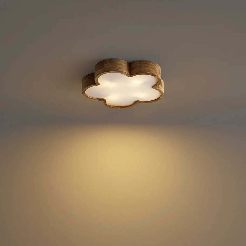 Gyerekszobai mennyezeti lámpa fa fehér színnel - Lucille