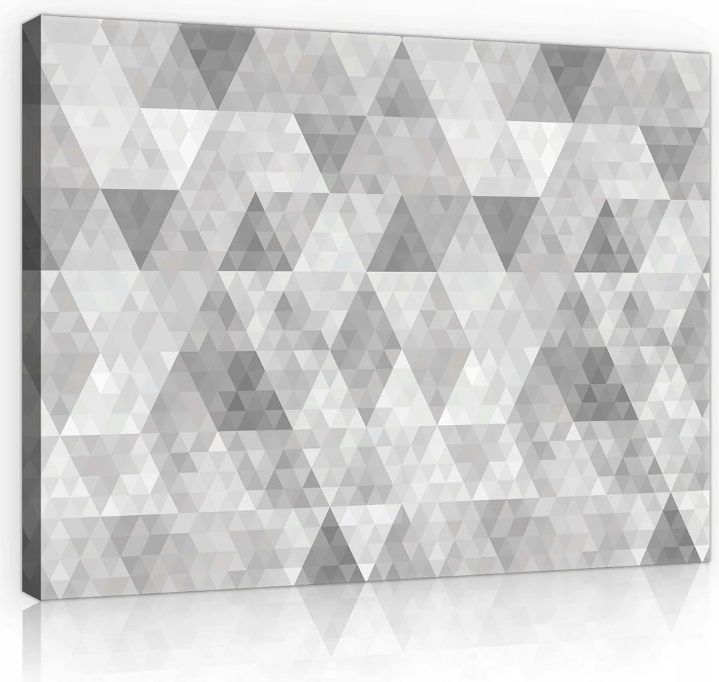 Vászonkép 60x40 Geometria háromszögek szürke fehér absztrakt minimalizmus művészet
