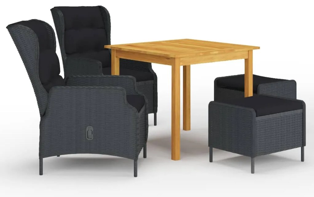 vidaXL 5 részes sötétszürke kerti étkezőgarnitúra