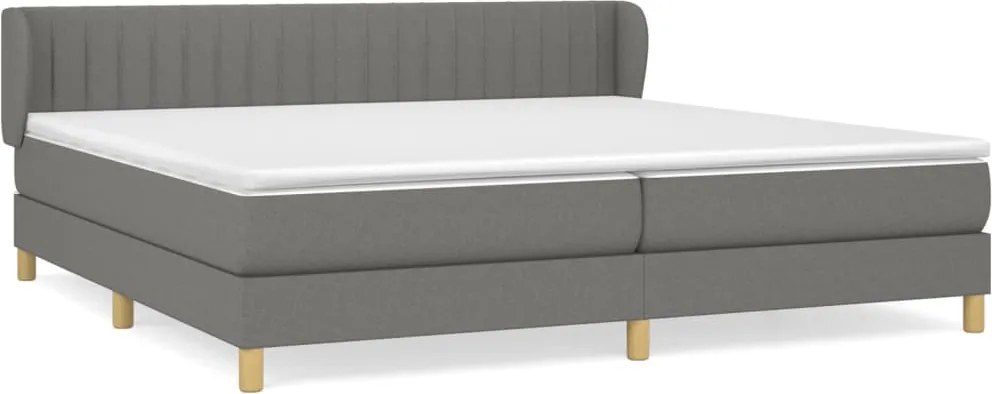 vidaXL sötétszürke szövet rugós ágy matraccal 200 x 200 cm
