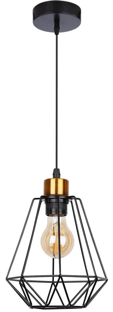 Csillár zsinóron PRIMO 1xE27/60W/230V fekete/arany