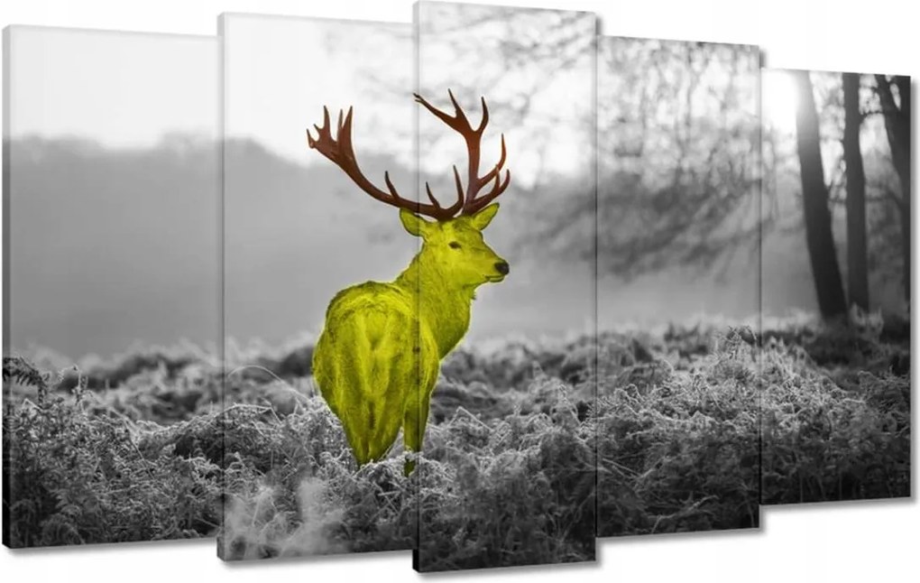 Vászonkép 100x60 Sárga szarvas Erdő Tájkép