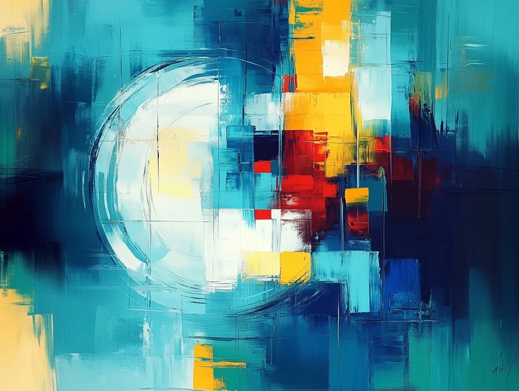 Canvas Vászonkép Absztrakt Geometria Kompozíció Kör Színes 80x60