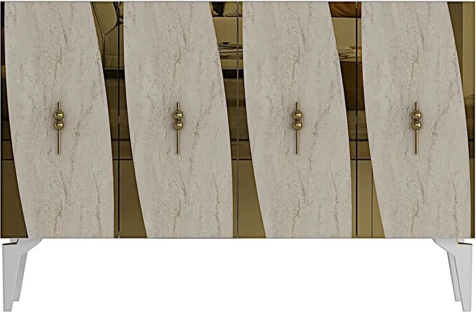 Elips 120 - White, Travertine, Silver
