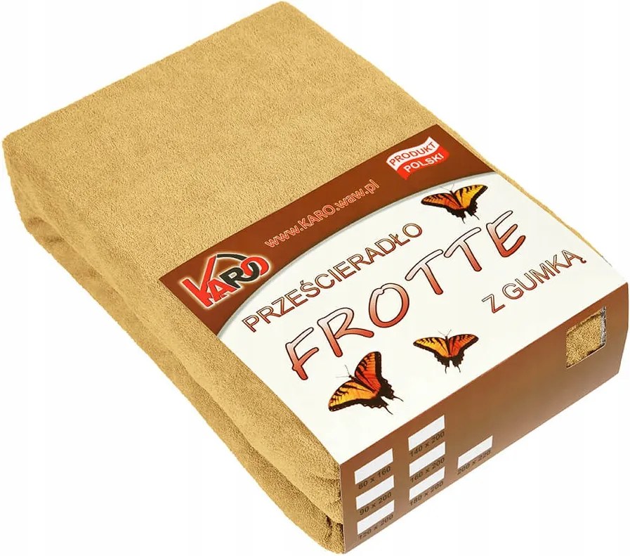 Gumis frottír lepedő 60x120 mustár pi Karo