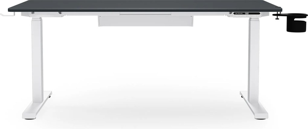 Elektromos, állítható magasságú, ergonomikus, fehér-antracit íróasztal,1400x700 mm: ARIA