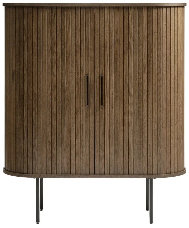 Barna szekrény tolóajtóval, tölgyfa dekorral 100x118 cm Nola – Unique Furniture