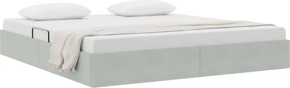 vidaXL Tárolós Ágy fejtámlával Világosszürke 180 x 200 cm Bársony
