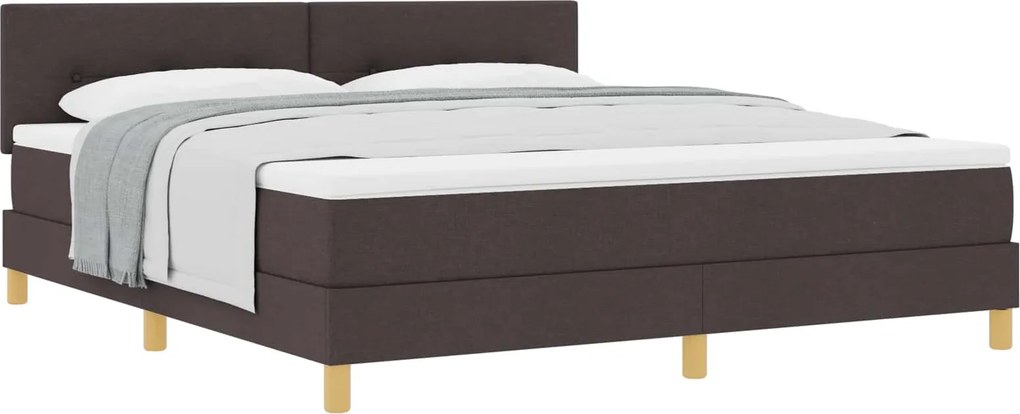 vidaXL Boxrugós ágy matracmal Sötét Barna 180 x 200 cm szövet