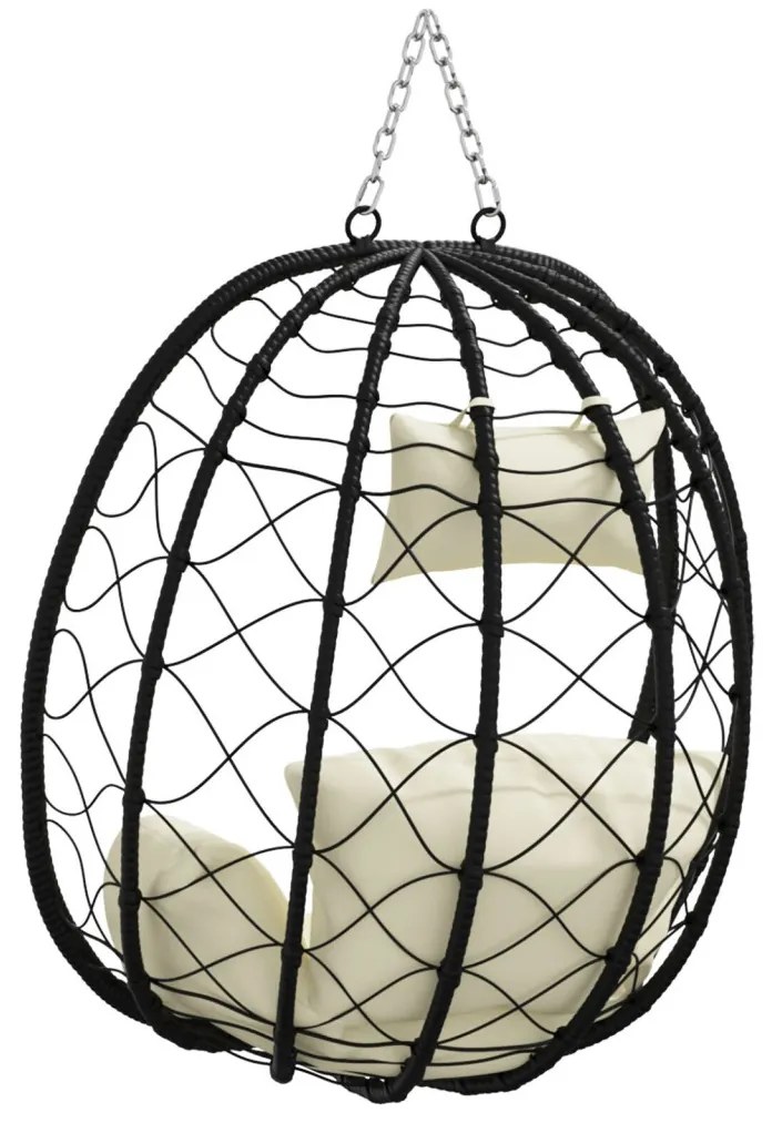 Függő tojásfotel állvány nélkül Krém fehér Poli Rattan