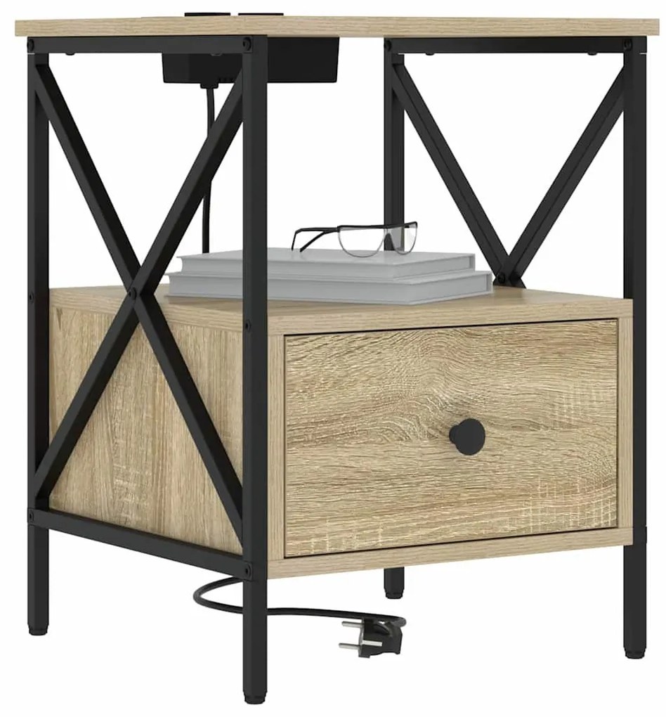 vidaXL Éjjeliszekrény 2 pcs Sonoma tölgy 41,5 x 40,5 x 55 cm Faanyag