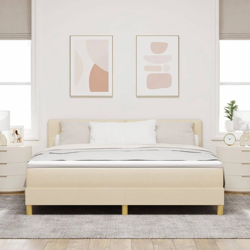 Box Spring Ágy Matraccal Krém 180x200 cm Szövet