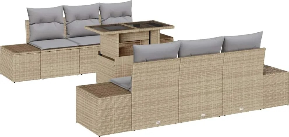 vidaXL Kerti Kanapé Szett párnával 7 pcs Beige és Világosszürke