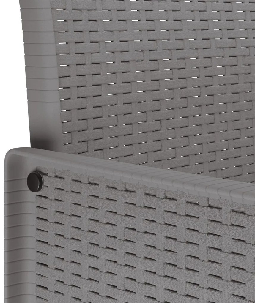 5 Részes Kerti Étkezőszett Párnákkal Világosszürke Poly Rattan