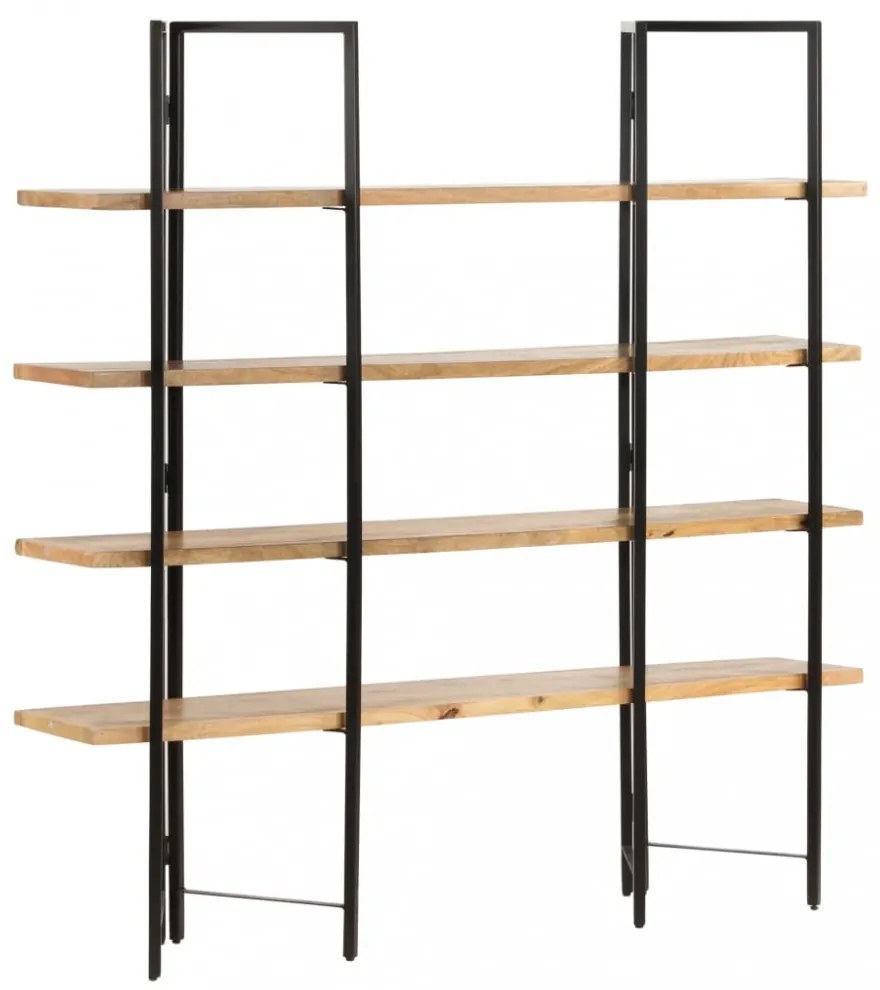 4 szintes tömör mangófa könyvespolc 160 x 35 x 160 cm