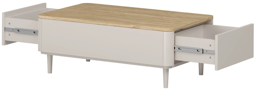 Amilio dohányzóasztal 100 cm fiókos - kasmír / olajozott tölgy