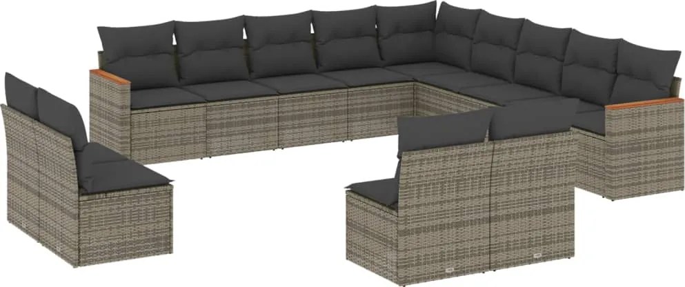 vidaXL 13 részes szürke polyrattan kerti ülőgarnitúra párnákkal