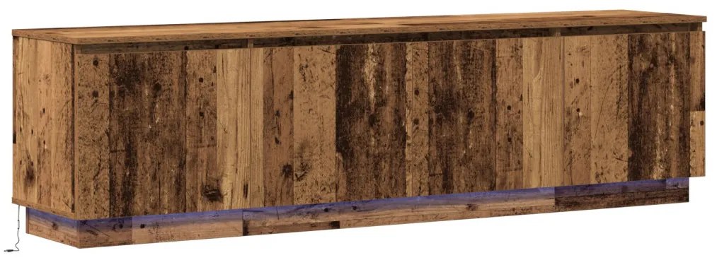TV Szekrény LED Régi Fa 180x38x49 cm Szerelt Fa