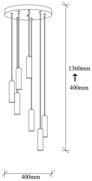 Csillár zsinóron TEMPO 7xE27/40W/230V