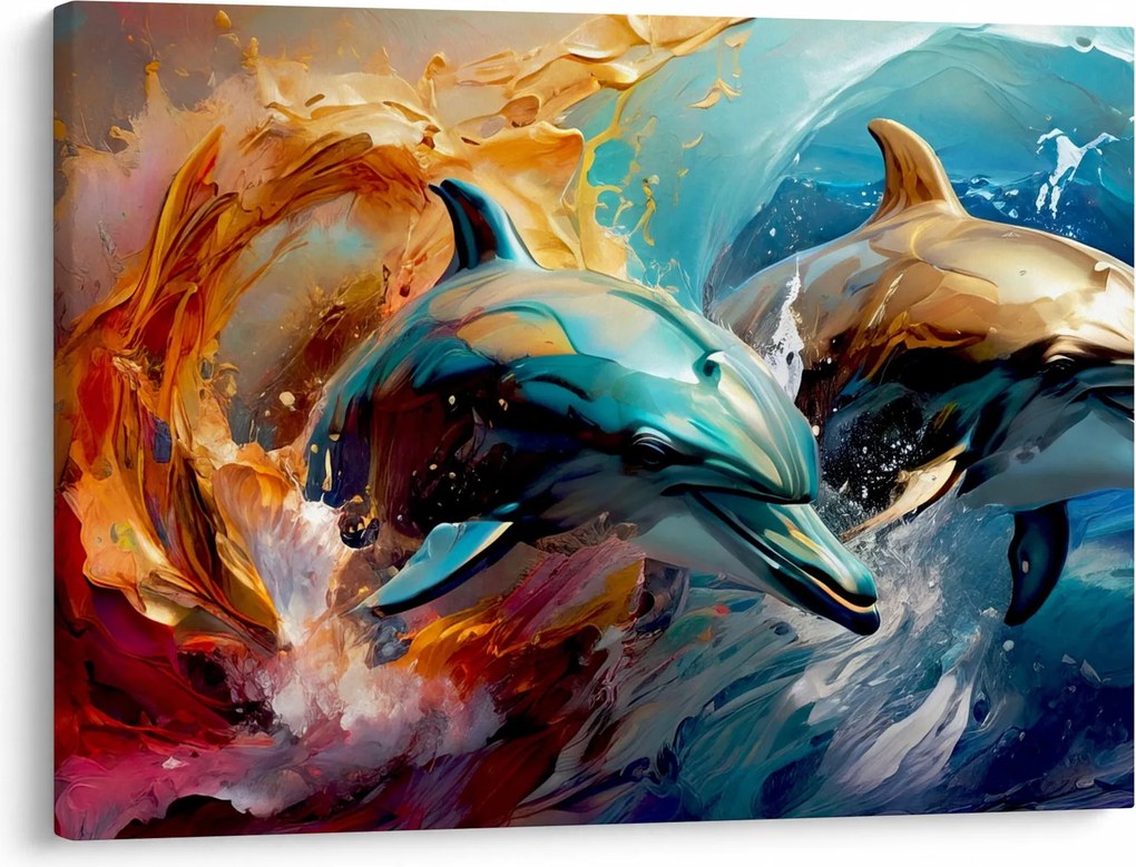 Kép - Delfin festmény (70x50 cm)