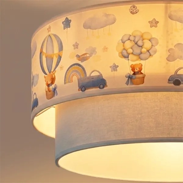Brilagi-LED Gyermek plafonlámpa BOBO 1xE27/60W/230V átm.40cm krém./kék/maci.