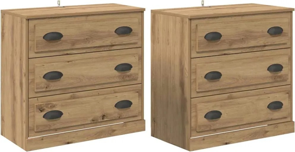 vidaXL Oldalszekrények 2 pcs Artisan tölgy 70 x 35,5 x 67,5 cm Faanyag