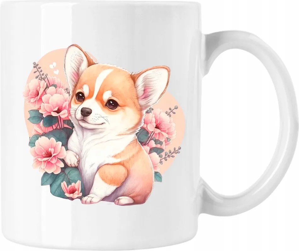 Bögre Kutya Virágok Kedves 1 Fehér 330ml