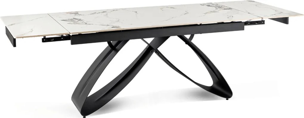 Luigi kerámia kihúzható asztal 160–240 cm, fehér márvány/fekete színben