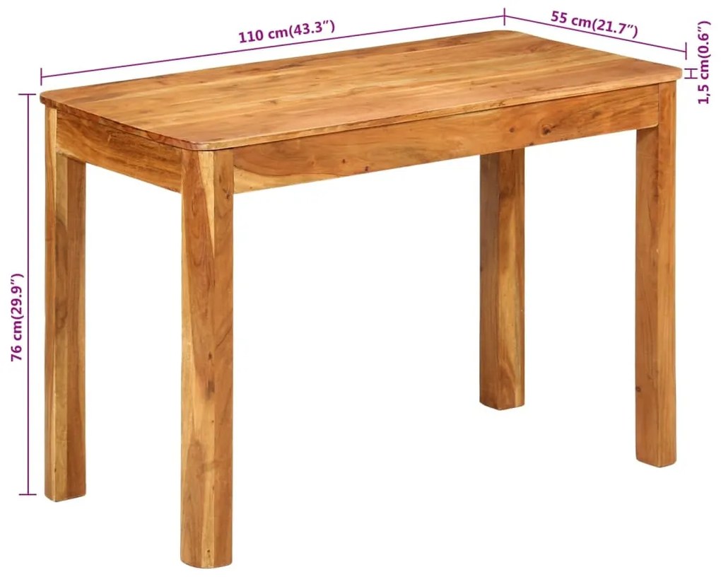 tömör akácfa étkezőasztal 110 x 55 x 76 cm
