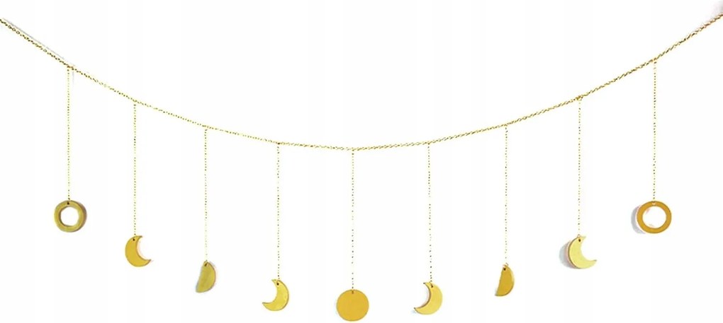 Fali dekoráció arany holdfázis boho arany fém lánc 141 cm