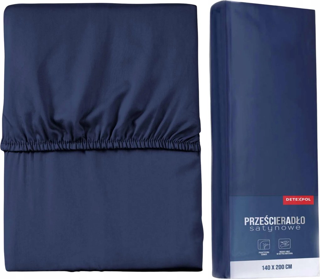 Mikroszatén Gumis Lepedő 160x200 Sötétkék