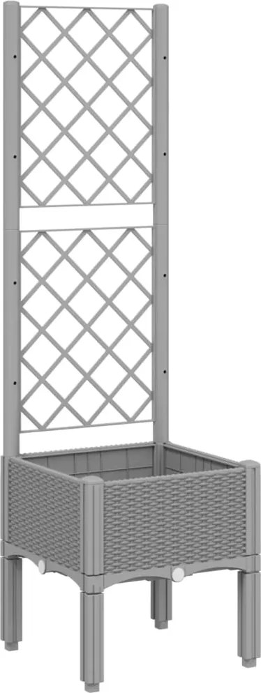 vidaXL világosszürke PP rácsos kerti ültetőláda 40 x 40 x 142 cm