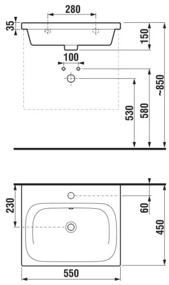 JIKA H8127120001041 - MIO 55x45 cm kerámia falra szerelhető mosdó, fehér